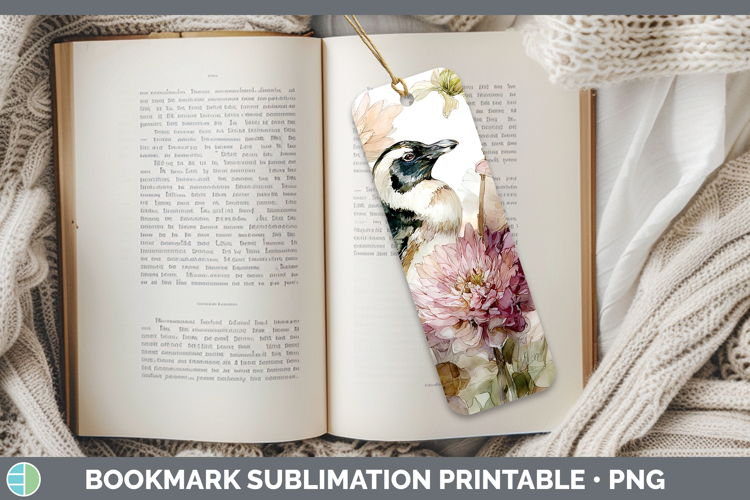 Penguin Bookmark Animals Autumn Floral Sublimation Printabl