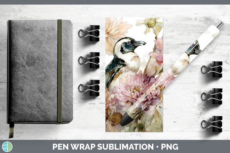 Penguin Pen Wrap Animals Autumn Floral Sublimation Pen Desi