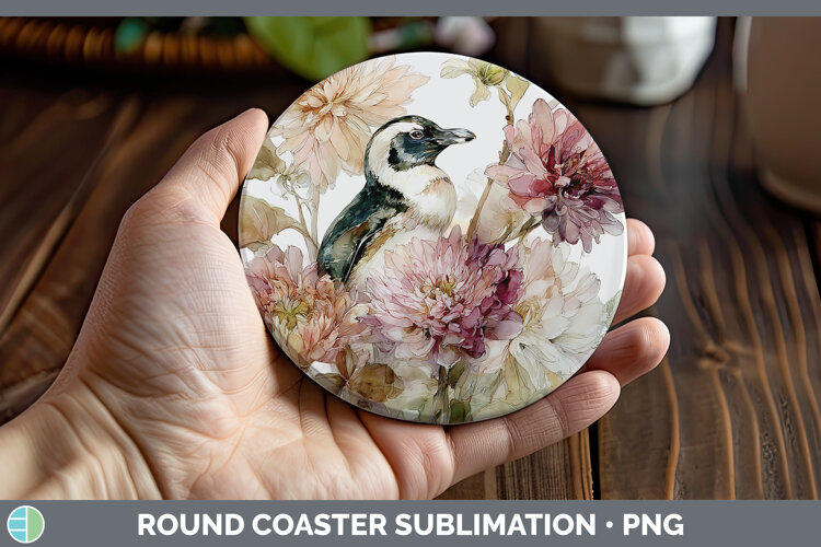 GorgeousAnimals Autumn Floral  Round Coaster design.
