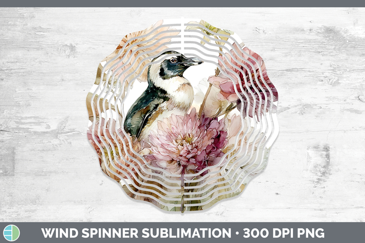 Penguin Wind Spinner Animals Autumn Floral Sublimation Spin