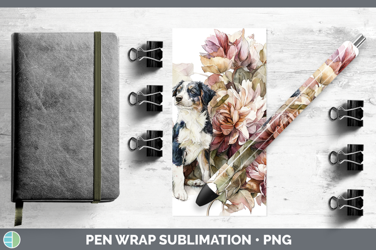 Puppy Pen Wrap Animals Autumn Floral Sublimation Pen Design