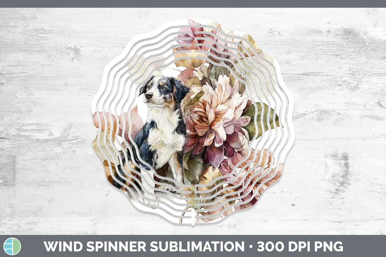 Puppy Wind Spinner Animals Autumn Floral Sublimation Spinne