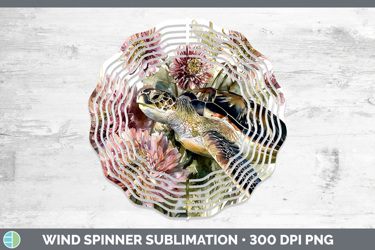 Sea Turtle Wind Spinner Animals Autumn Floral Sublimation S