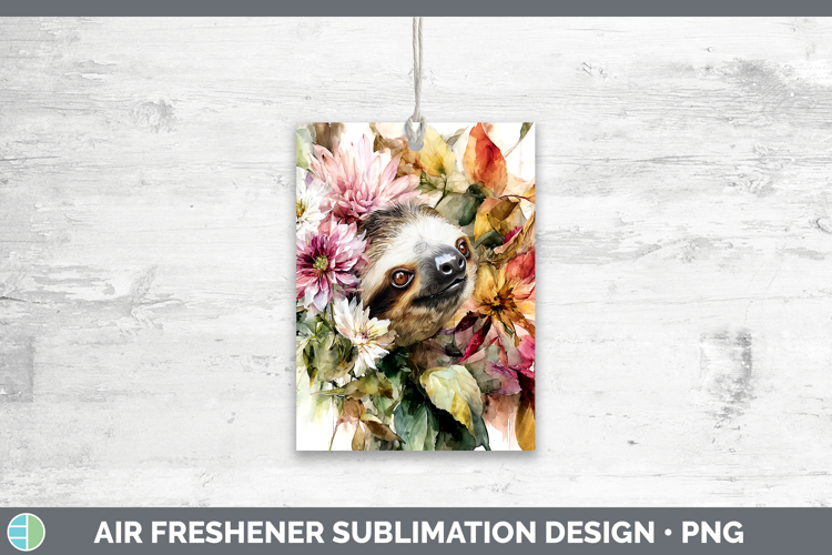 Sloth Air Freshener Animals Autumn Floral Sublimation Car F
