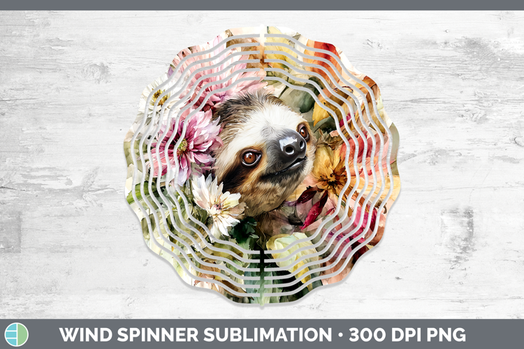 Sloth Wind Spinner Animals Autumn Floral Sublimation Spinne
