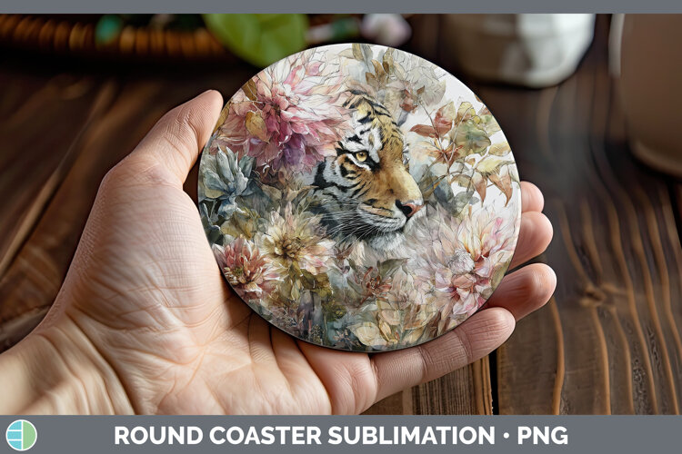 GorgeousAnimals Autumn Floral  Round Coaster design.