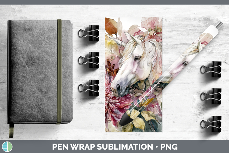 Unicorn Pen Wrap Animals Autumn Floral Sublimation Pen Desi