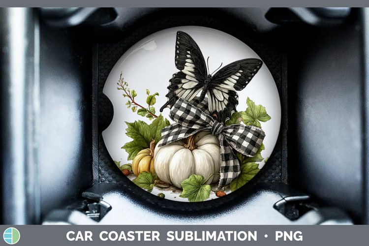 Animals Autumn Pumpkin Butterfly Car Coaster Sublimation De