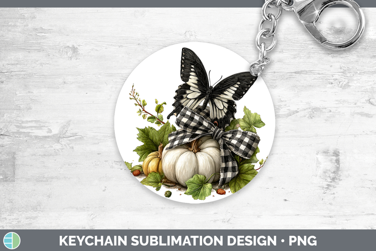 Animals Autumn Pumpkin Butterfly Keychain Sublimation Keyrin