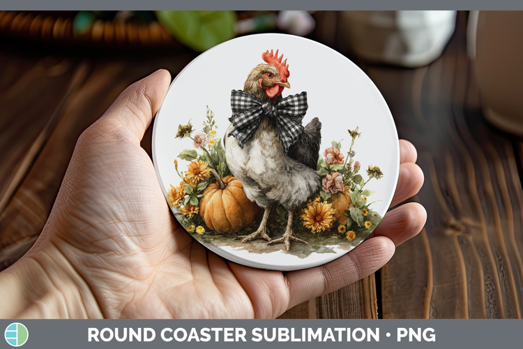 Animals Autumn Pumpkin Chicken Round Coaster Sublimation Coa