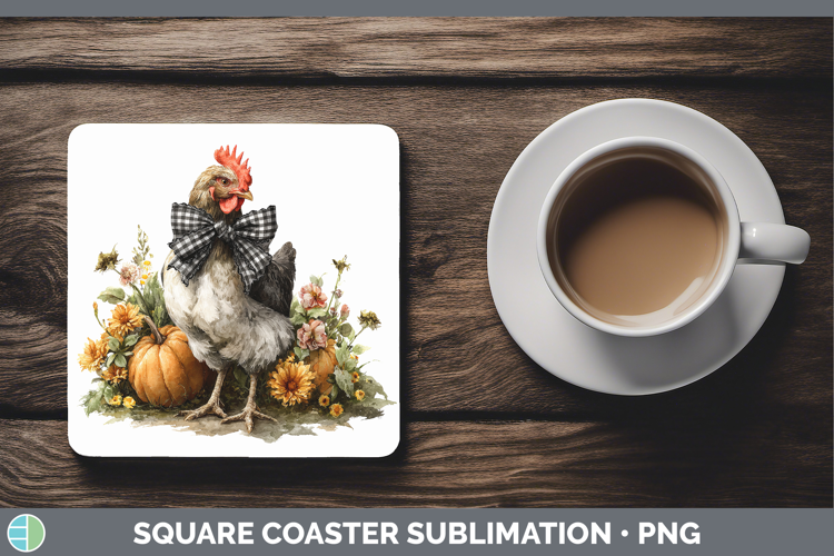 Animals Autumn Pumpkin Chicken Square Coaster Sublimation Co