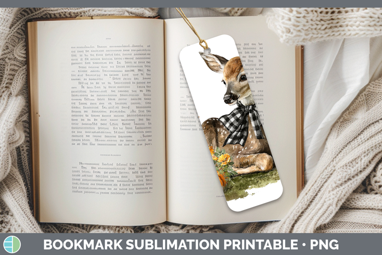 Animals Autumn Pumpkin Deer Bookmark Sublimation Printable D