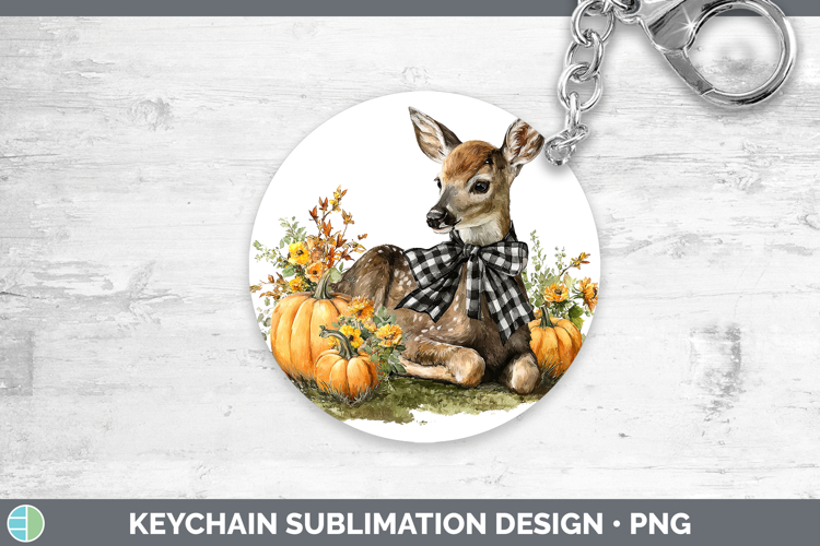 Animals Autumn Pumpkin Deer Keychain Sublimation Keyring Des