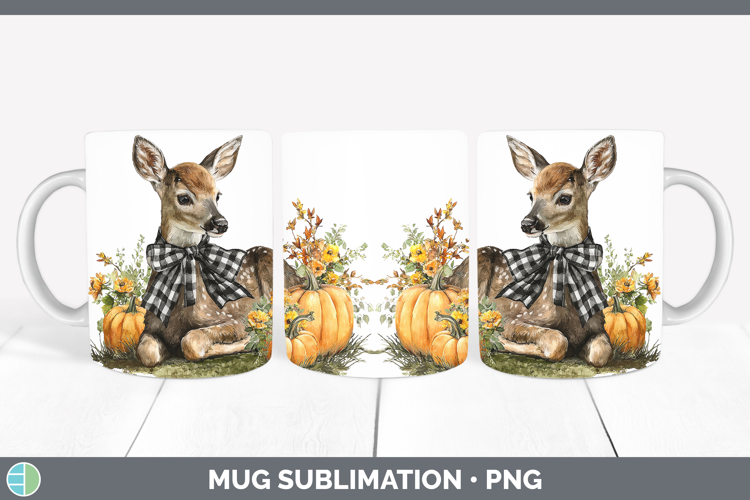 Animals Autumn Pumpkin Deer Mug Wrap Sublimation Coffee Cup