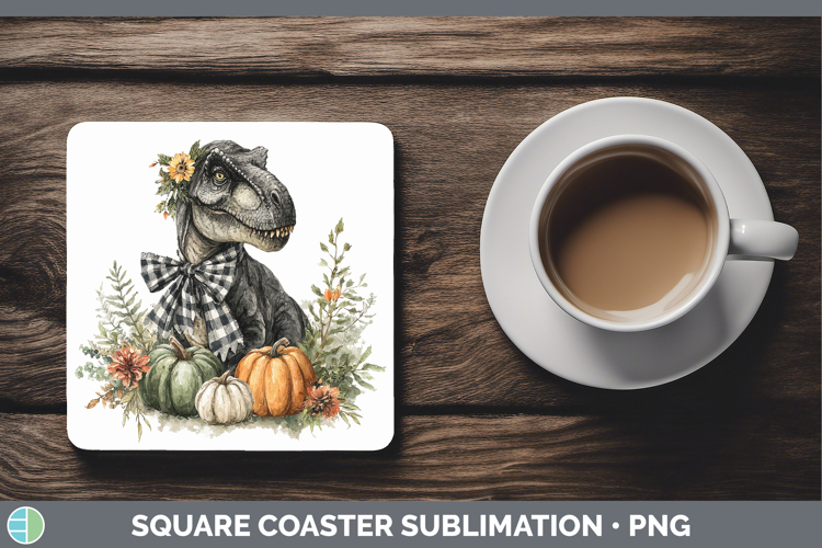 Animals Autumn Pumpkin Dinosaur Square Coaster Sublimation C