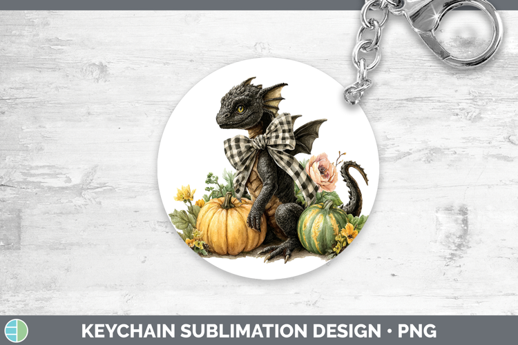 Animals Autumn Pumpkin Dragon Keychain Sublimation Keyring D