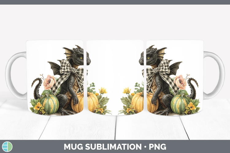 Animals Autumn Pumpkin Dragon Mug Wrap Sublimation Coffee Cu