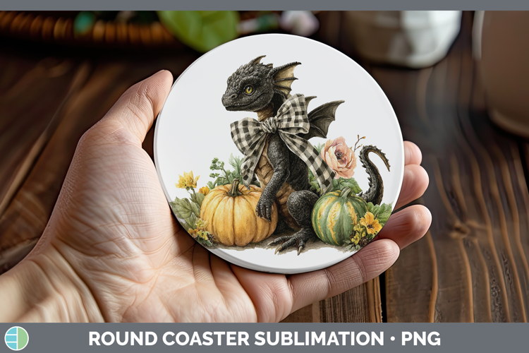 Animals Autumn Pumpkin Dragon Round Coaster Sublimation Coas