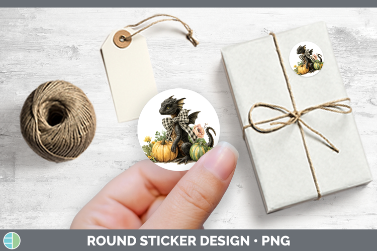 Animals Autumn Pumpkin Dragon Stickers | Round Labels Design