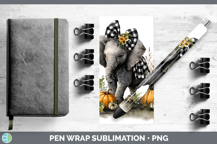 Animals Autumn Pumpkin Elephant Pen Wrap Sublimation Pen Des