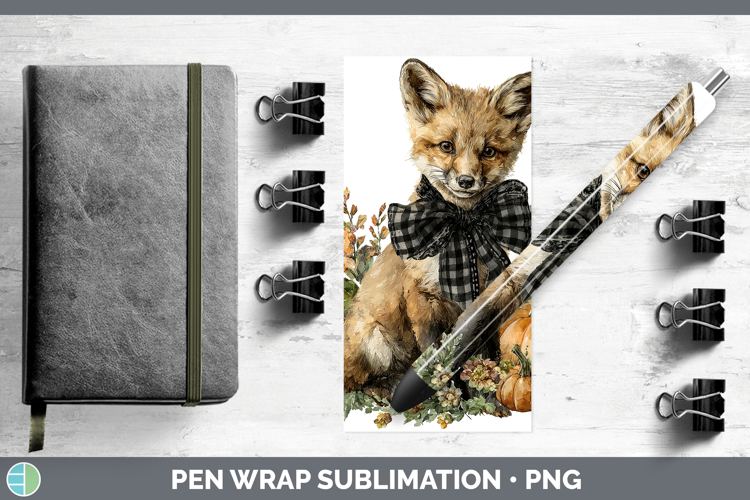 Animals Autumn Pumpkin Fox Pen Wrap Sublimation Pen Designs