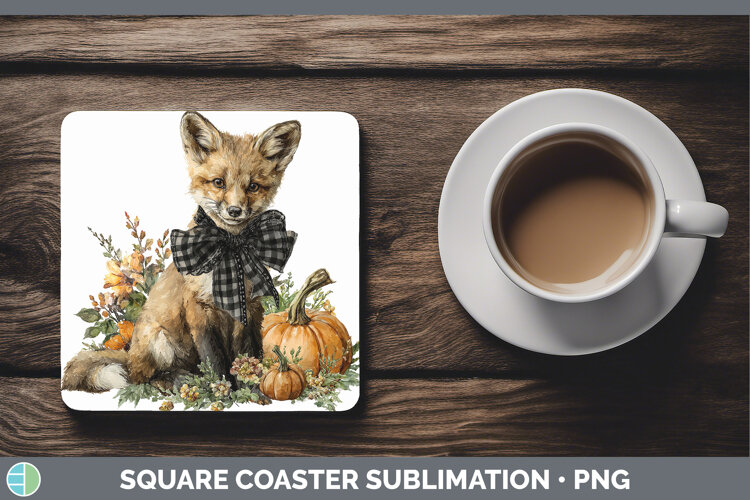 GorgeousAnimals Autumn Pumpkin Square Coaster design.