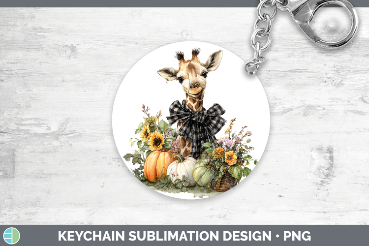 Animals Autumn Pumpkin Giraffe Keychain Sublimation Keyring