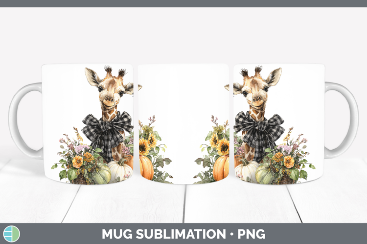 Animals Autumn Pumpkin Giraffe Mug Wrap Sublimation Coffee C