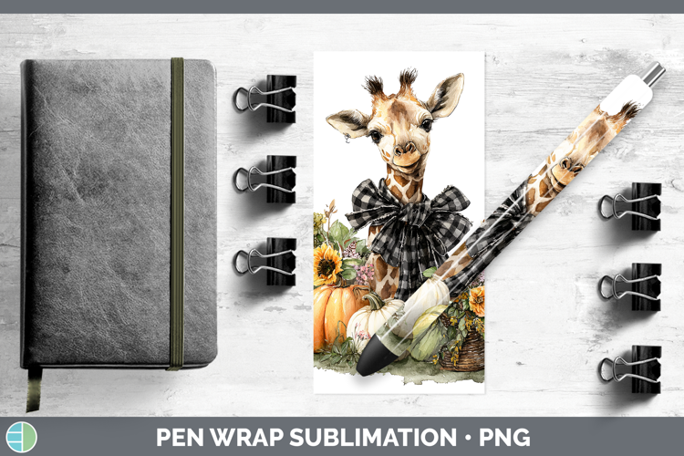 Animals Autumn Pumpkin Giraffe Pen Wrap Sublimation Pen Desi