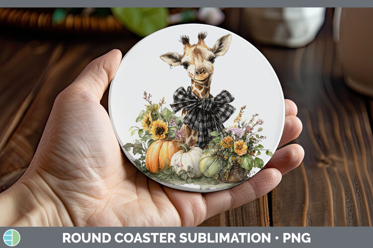 GorgeousAnimals Autumn Pumpkin Round Coaster design.