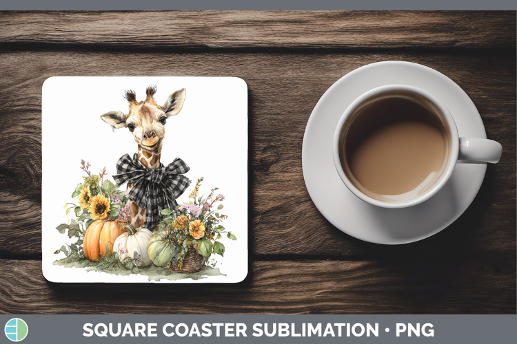 Animals Autumn Pumpkin Giraffe Square Coaster Sublimation Co
