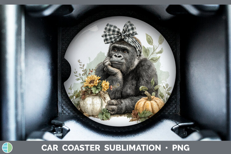 GorgeousAnimals Autumn Pumpkin Car Coaster design.
