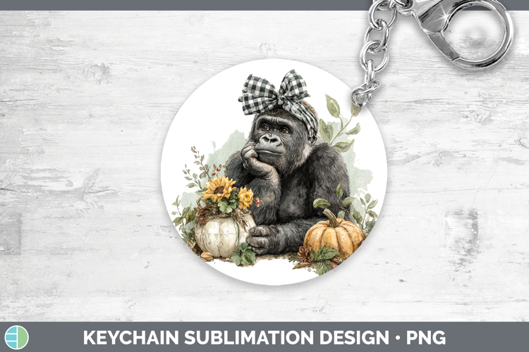 Animals Autumn Pumpkin Gorilla Keychain Sublimation Keyring
