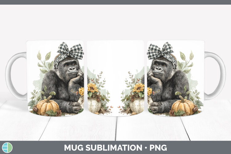 GorgeousAnimals Autumn Pumpkin Mug Wrap design.