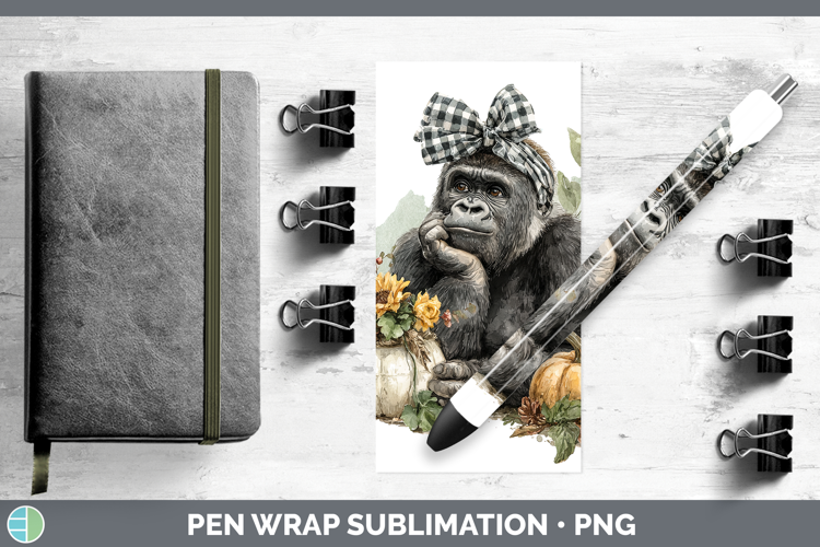 Animals Autumn Pumpkin Gorilla Pen Wrap Sublimation Pen Desi