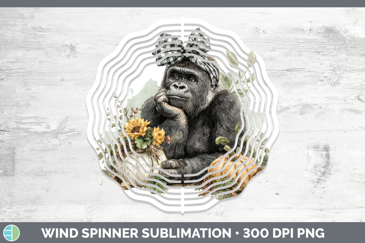 Animals Autumn Pumpkin Gorilla Wind Spinner Sublimation Spin