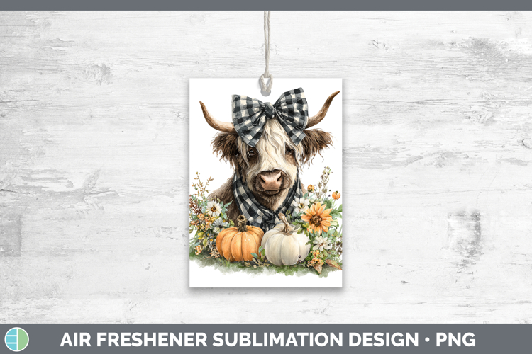 Animals Autumn Pumpkin Highland Cow Air Freshener Sublimatio