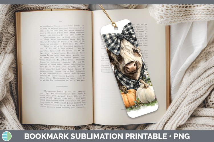 Animals Autumn Pumpkin Highland Cow Bookmark Sublimation Pri