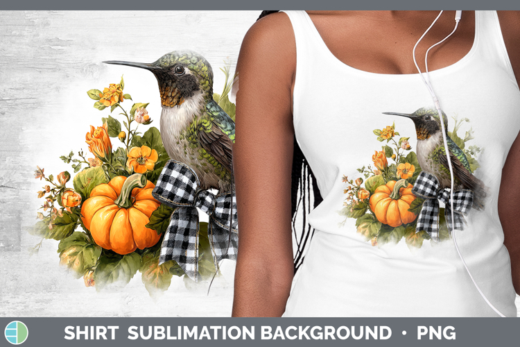 Animals Autumn Pumpkin Hummingbird Shirt Sublimation Backgro