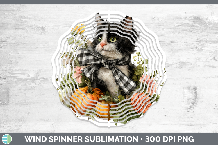 Animals Autumn Pumpkin Kitten Wind Spinner Sublimation Spinn