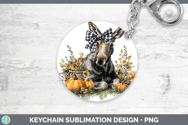 Animals Autumn Pumpkin Moose Keychain Sublimation Keyring De