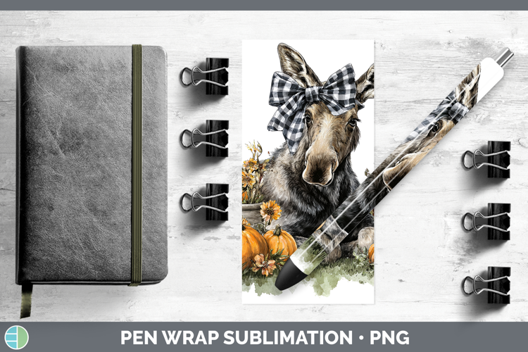 Animals Autumn Pumpkin Moose Pen Wrap Sublimation Pen Design