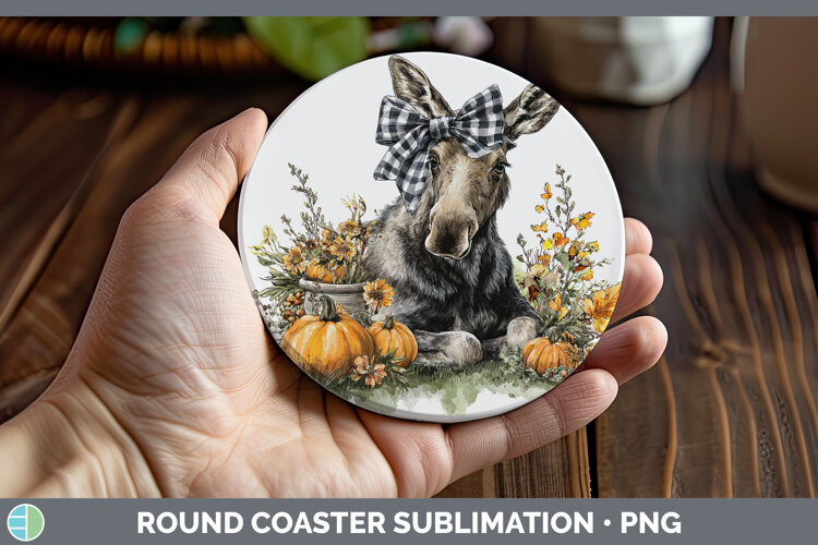 GorgeousAnimals Autumn Pumpkin Round Coaster design.