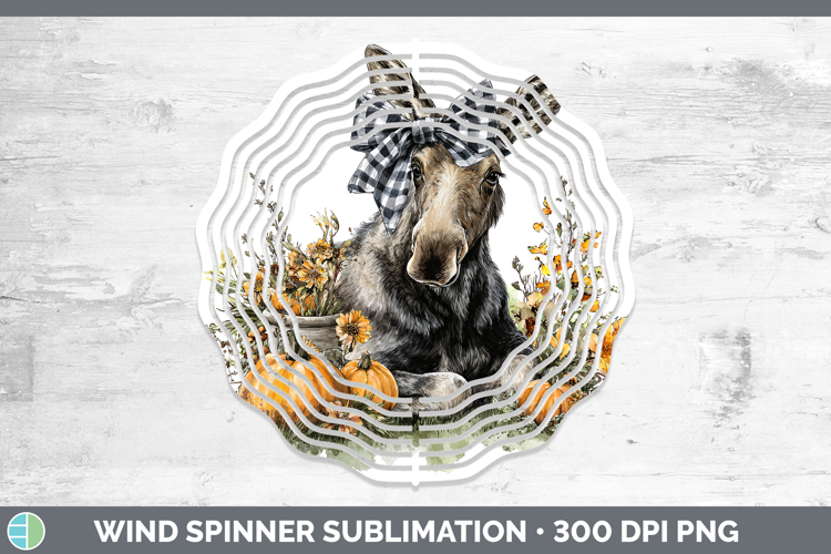 Animals Autumn Pumpkin Moose Wind Spinner Sublimation Spinne