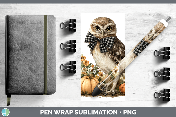 Animals Autumn Pumpkin Owl Pen Wrap Sublimation Pen Designs