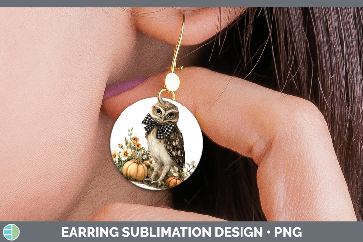 Animals Autumn Pumpkin Owl Round Earrings Sublimation Earrin