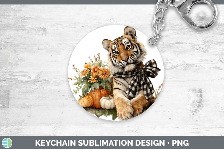 Animals Autumn Pumpkin Tiger Keychain Sublimation Keyring De