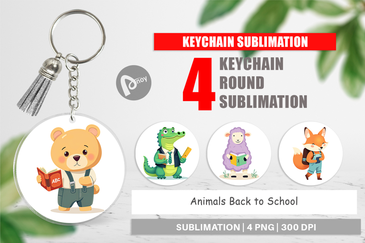 Keychain Back to School Animals
