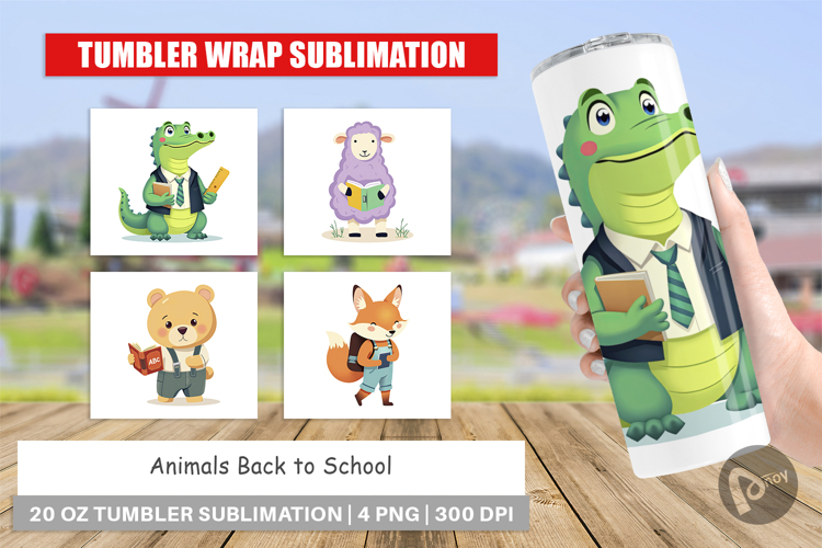 Tumbler Back to School Animals