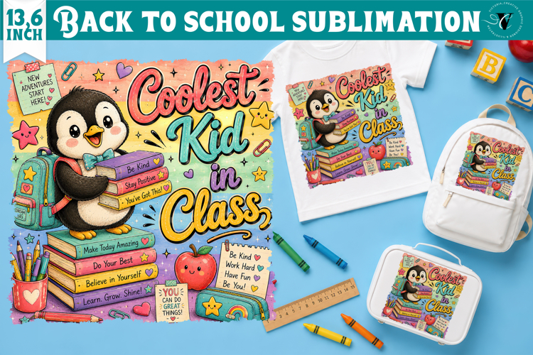Back to School Sublimation | Cute Penguin Classroom design